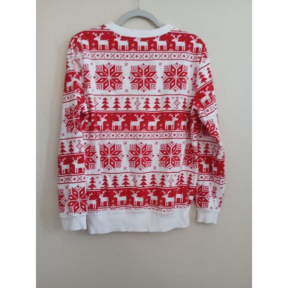 Mad Engine Red White Reindeer Wreath Sweatshirt M - Picture 6 of 9